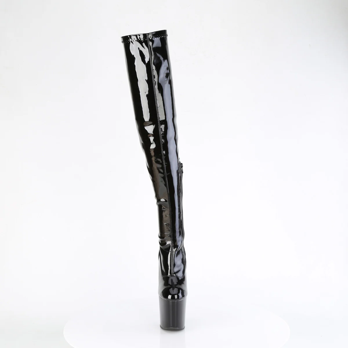 Black Patent 8 Inch Exotic Dance Thigh Boots -  Pleaser CRAZE-3000 - Image 2