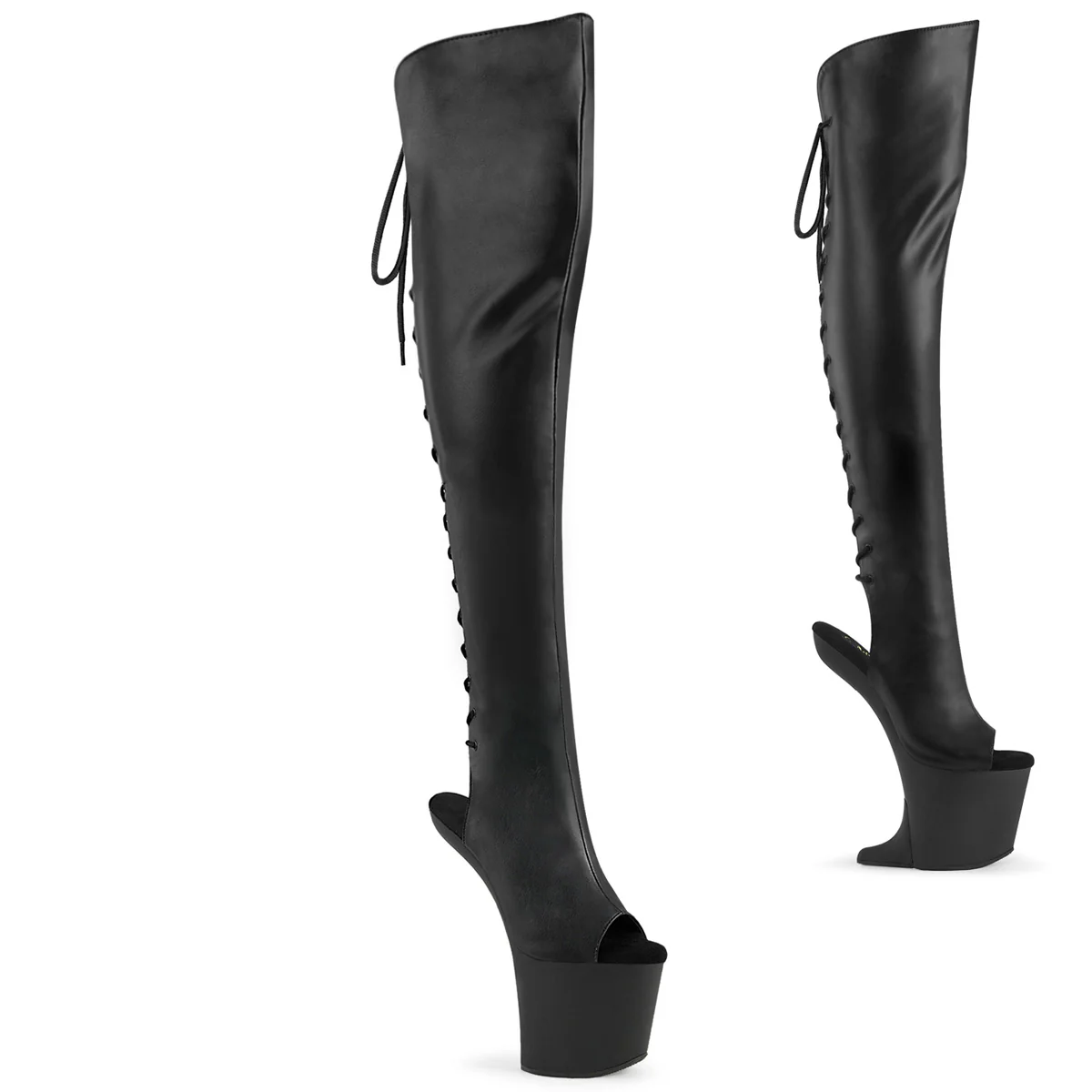 Black 8 Inch Pole Dance Thigh High Boots - Pleaser CRAZE-3019