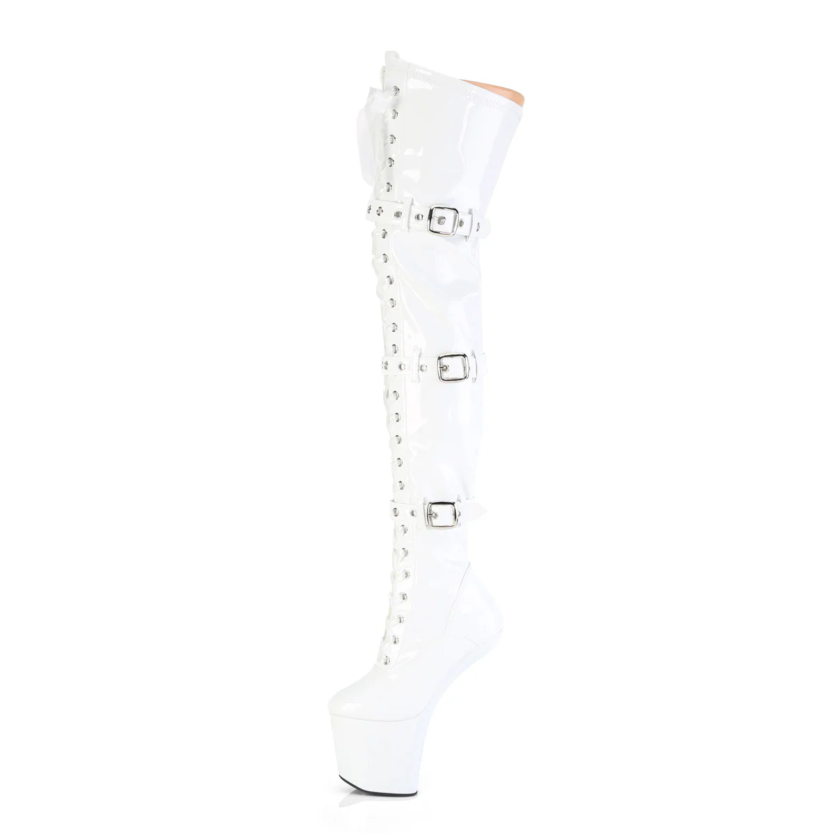 White 8 Inch Stratement Thigh High Boots - Pleaser CRAZE-3028 - Image 3