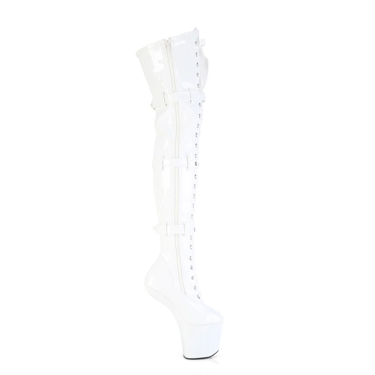 White 8 Inch Stratement Thigh High Boots - Pleaser CRAZE-3028 - Image 5