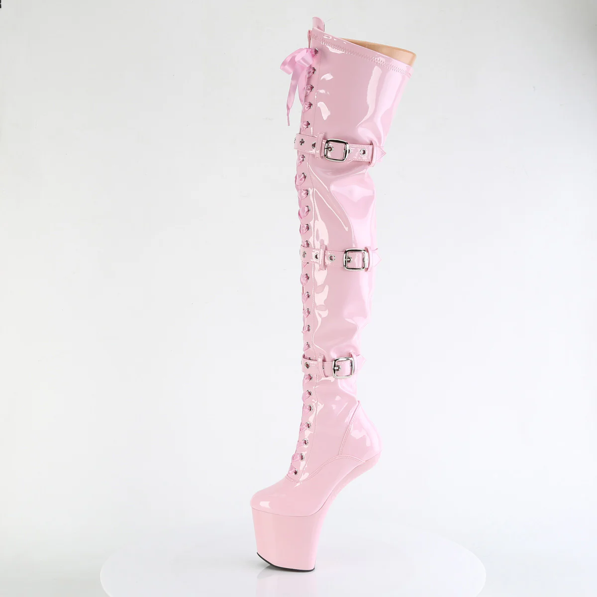 Baby Pink 8 Inch High Impact Thigh High Boots -  Pleaser CRAZE-3028 - Image 3