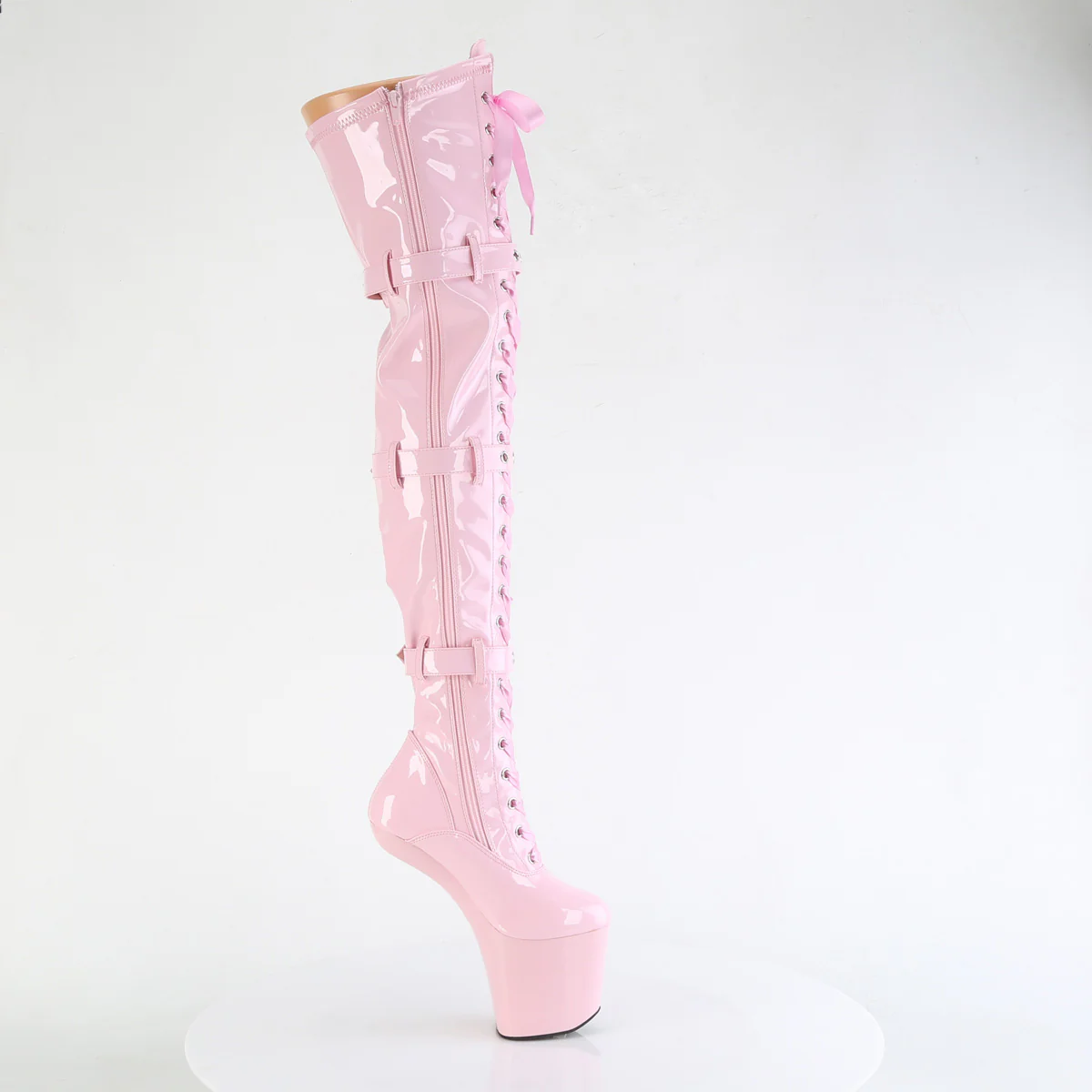 Baby Pink 8 Inch High Impact Thigh High Boots -  Pleaser CRAZE-3028 - Image 5