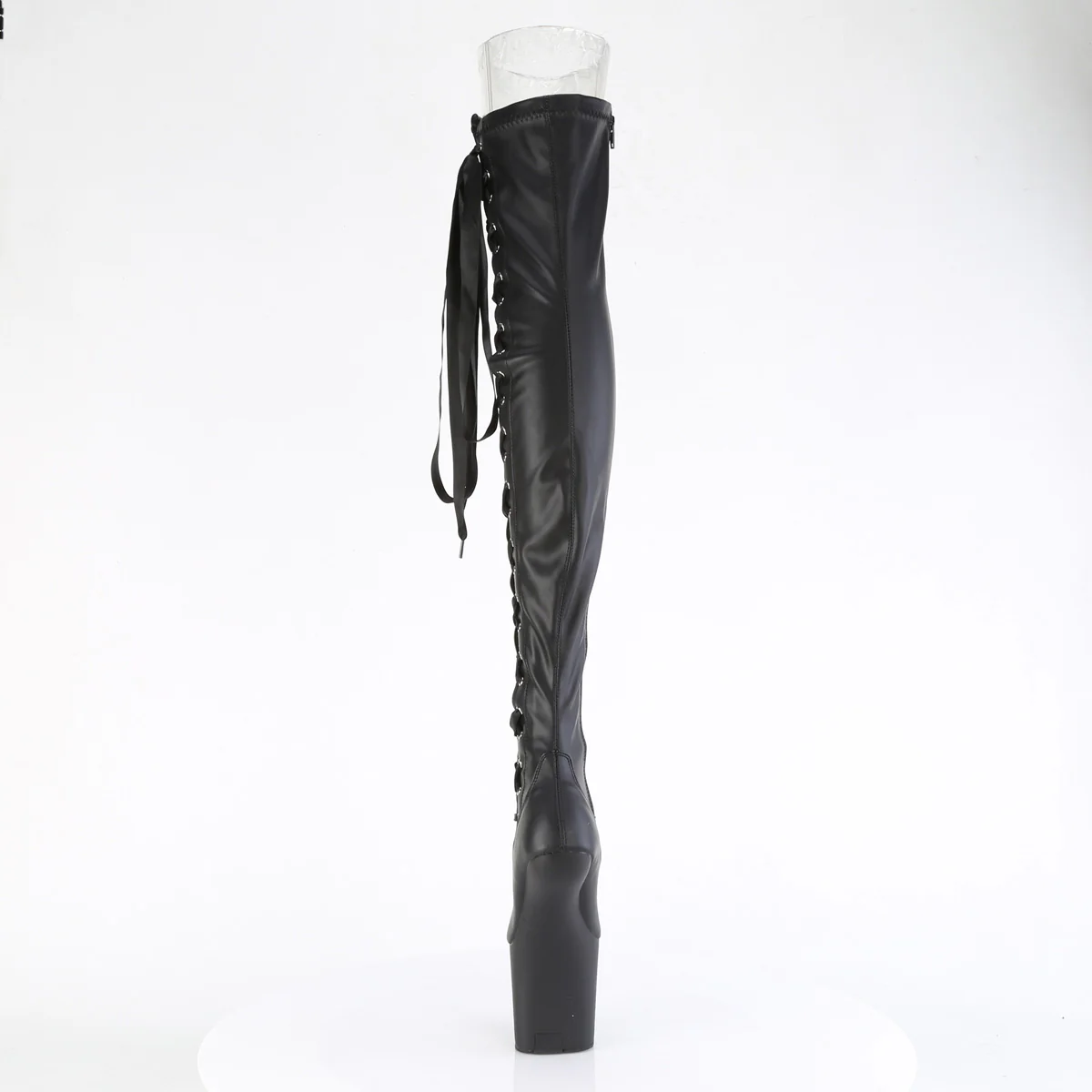 Black Faux Leather 8 Inch Pole Dance Thigh High Boots - Pleaser CRAZE-3050 - Image 4