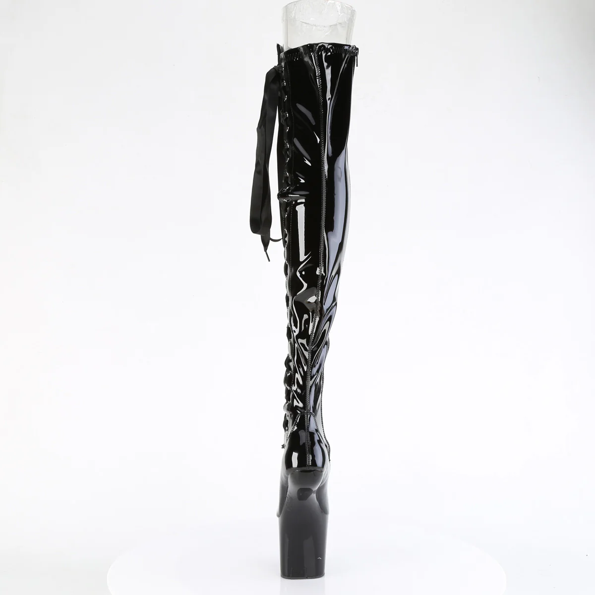 Black Patent 8 Inch High Fashiom Thigh High Boots -  Pleaser CRAZE-3050 - Image 4