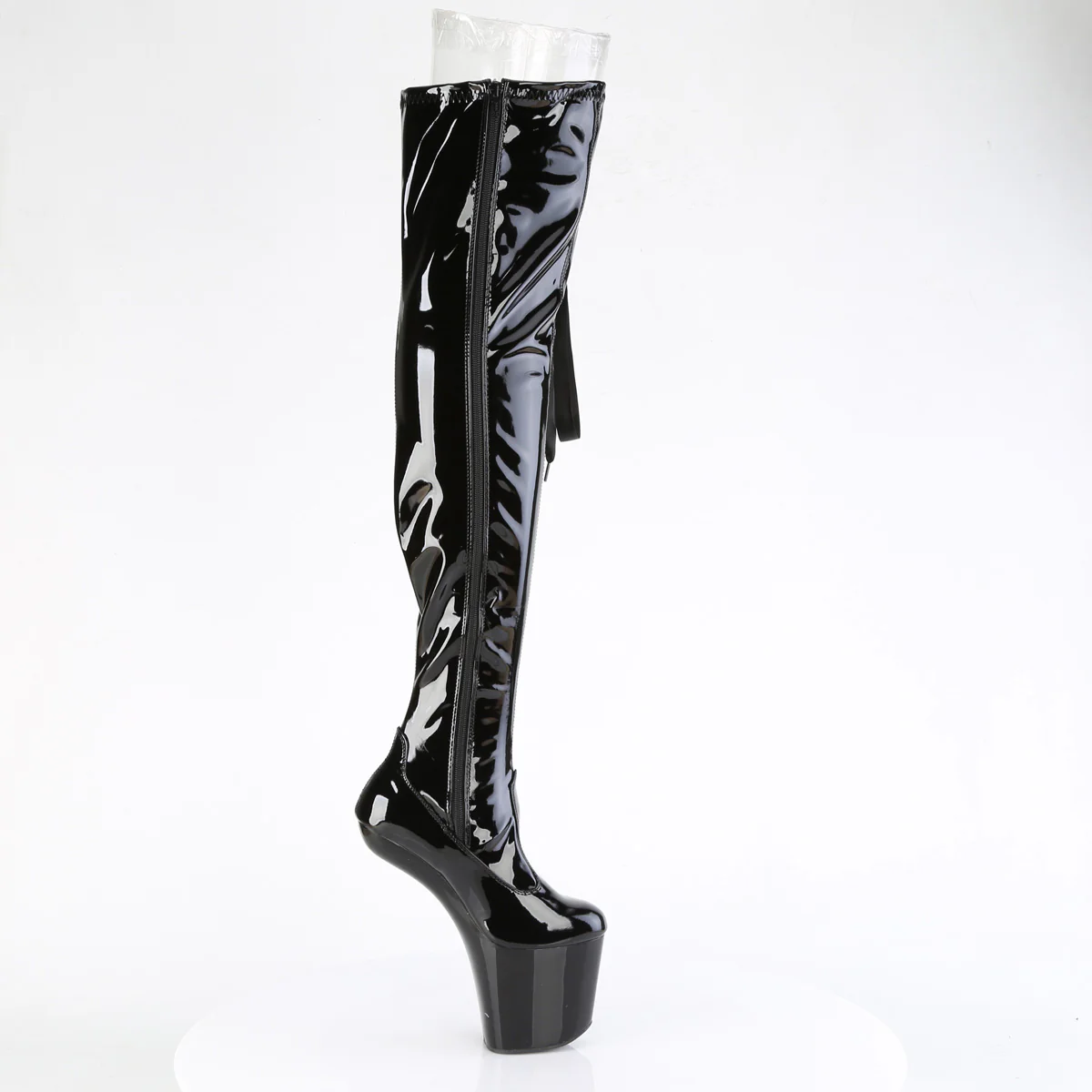 Black Patent 8 Inch High Fashiom Thigh High Boots -  Pleaser CRAZE-3050 - Image 5