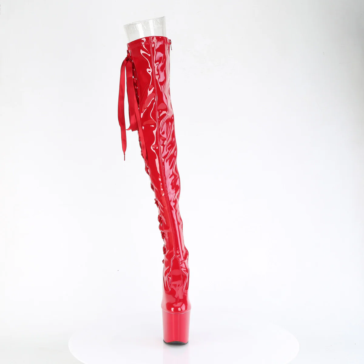 Red 8 Inch Exotic Platform Thigh High Boots -  Pleaser CRAZE-3050 - Image 2