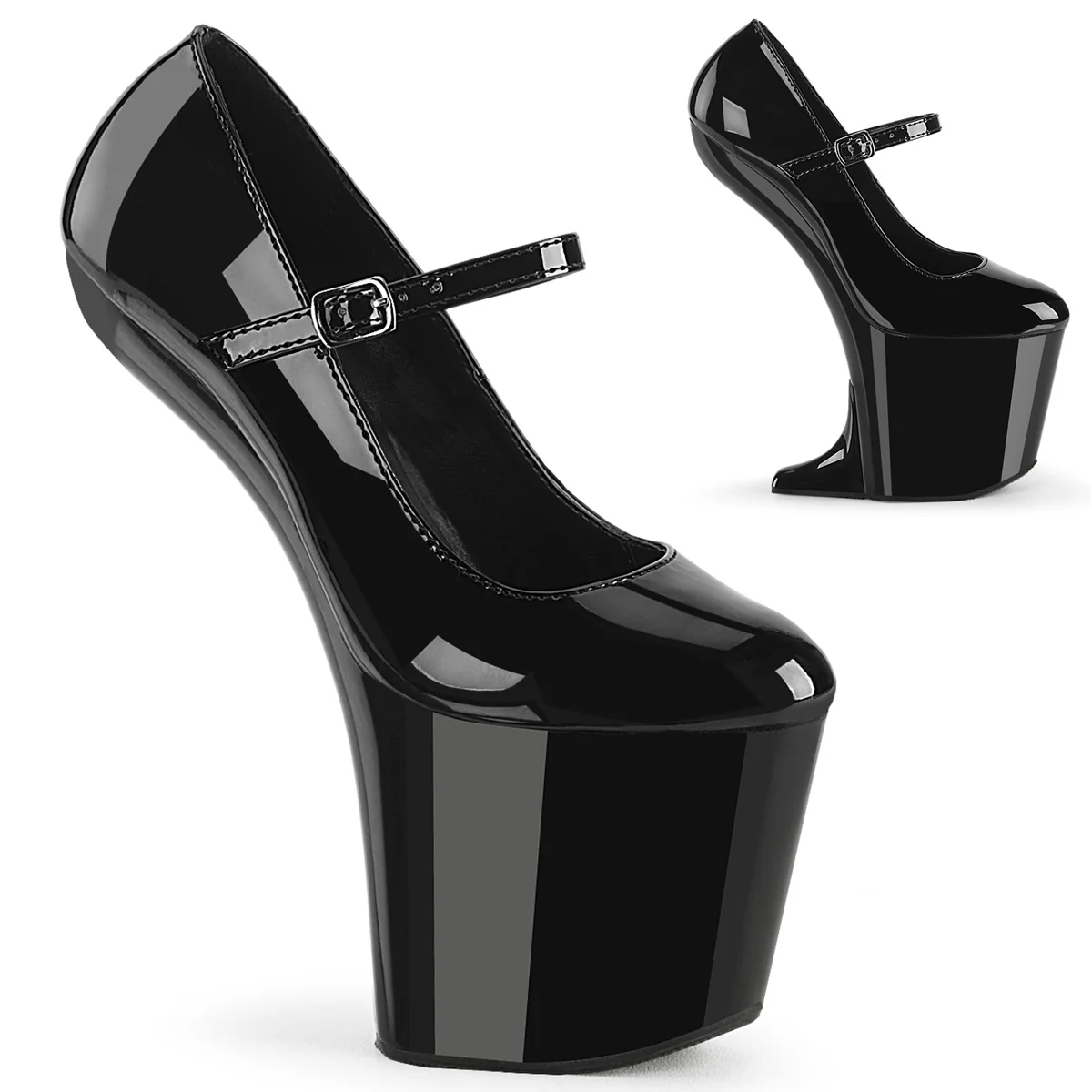 Black 8 Inch High Impact Platform Shoes - Pleaser CRAZE-880