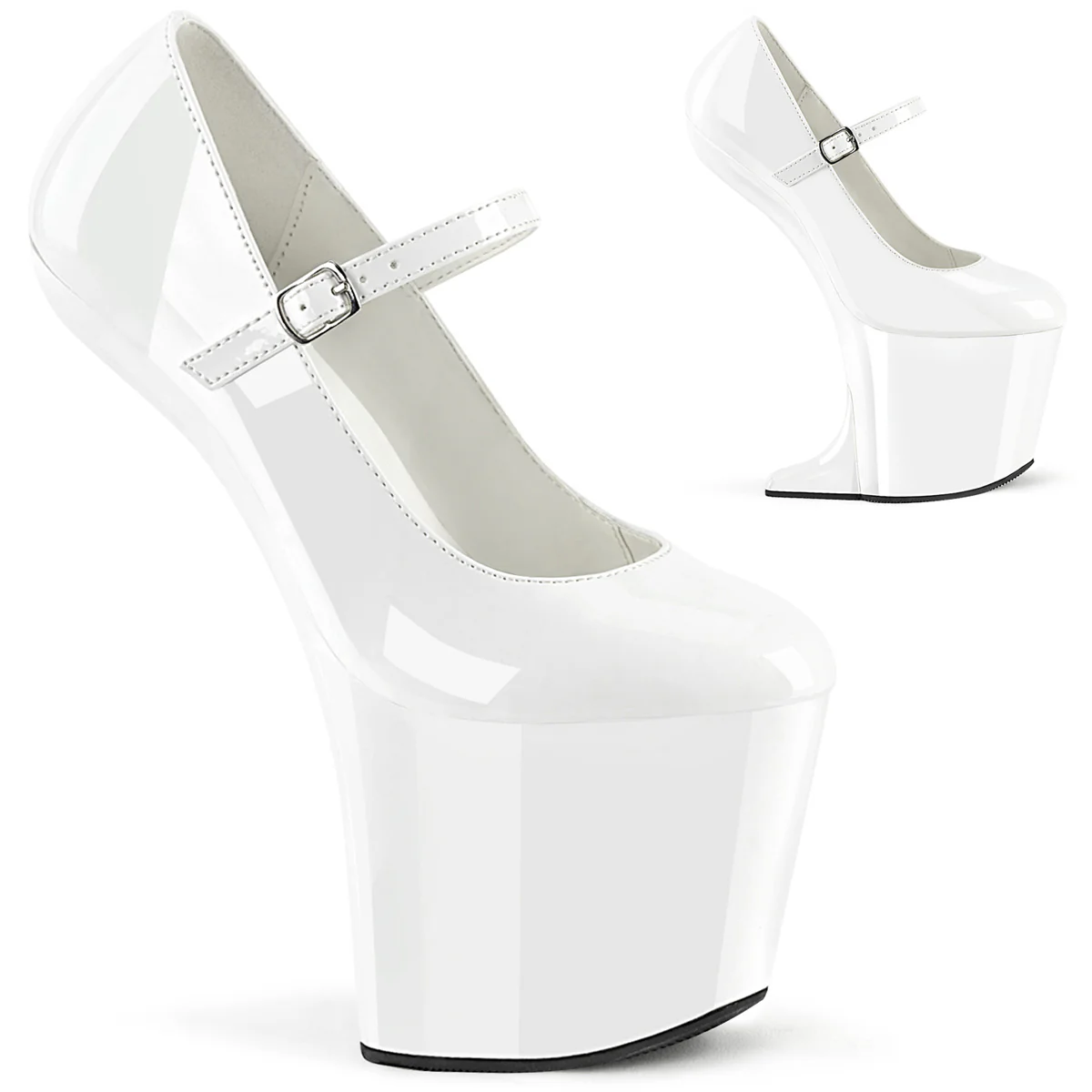 White 8 Inch Pole Dance Platform Shoes - Pleaser CRAZE-880