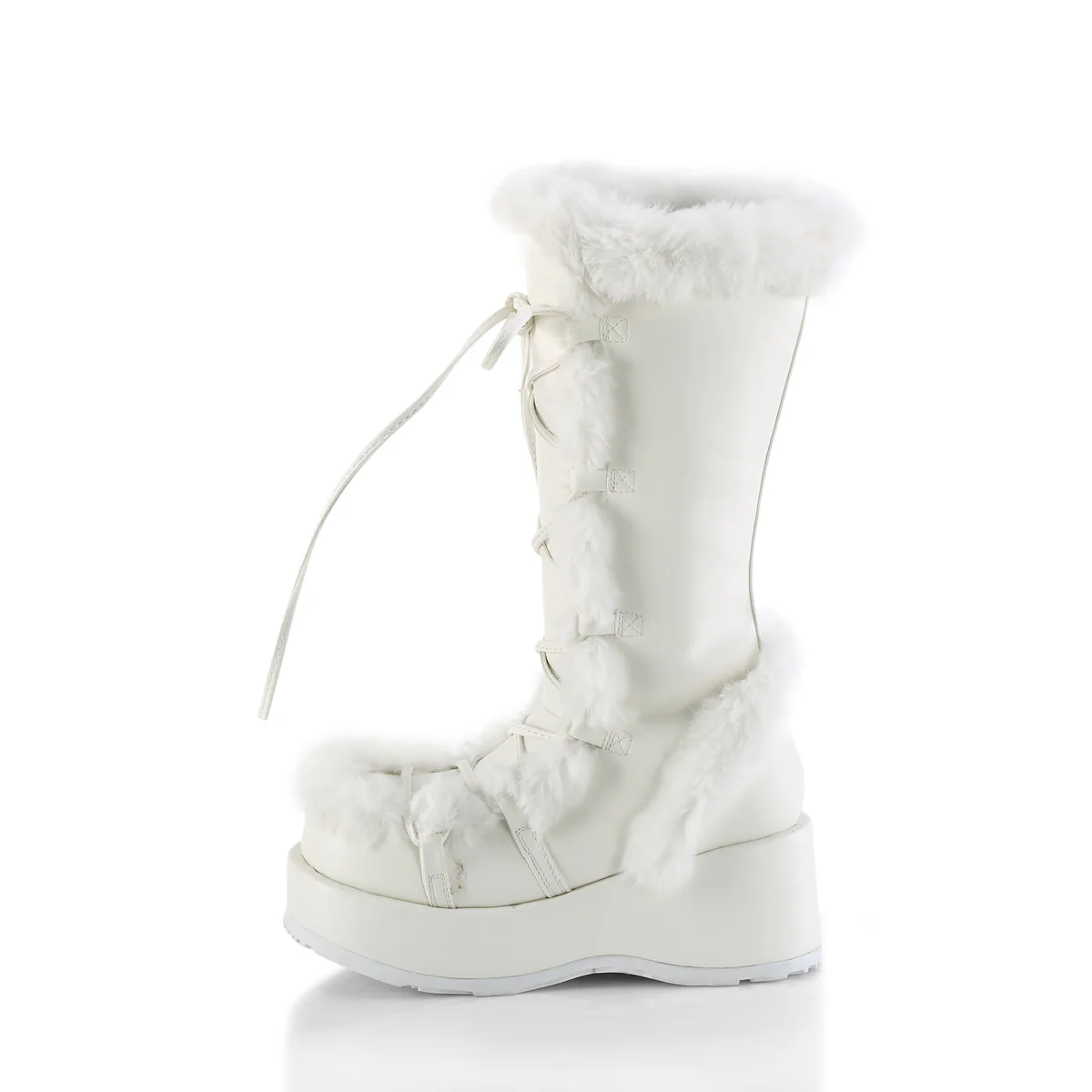 White Alternative Knee High Boots - Demonia Cult CUBBY-311 - Image 3