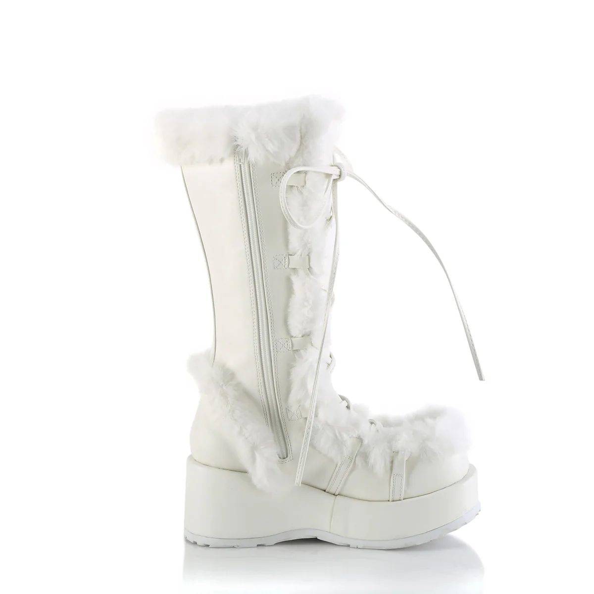 White Alternative Knee High Boots - Demonia Cult CUBBY-311 - Image 5