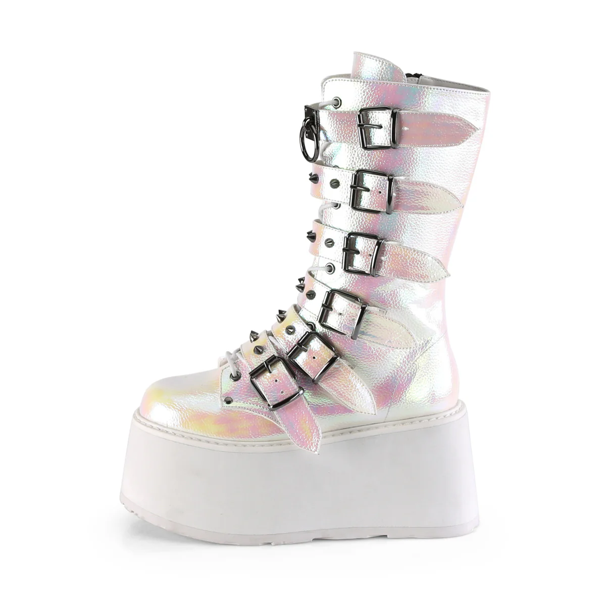 Pearl Iridescent  Alternative Knee High Boots -  Demonia Cult DAMNED-225 - Image 3