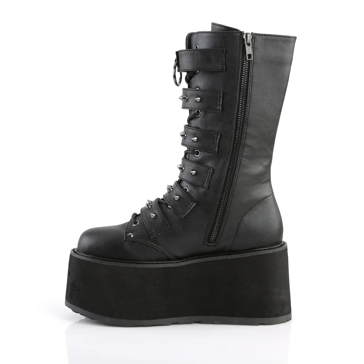 Black Alternative Knee High Boots - Demonia Cult DAMNED-225 - Image 3
