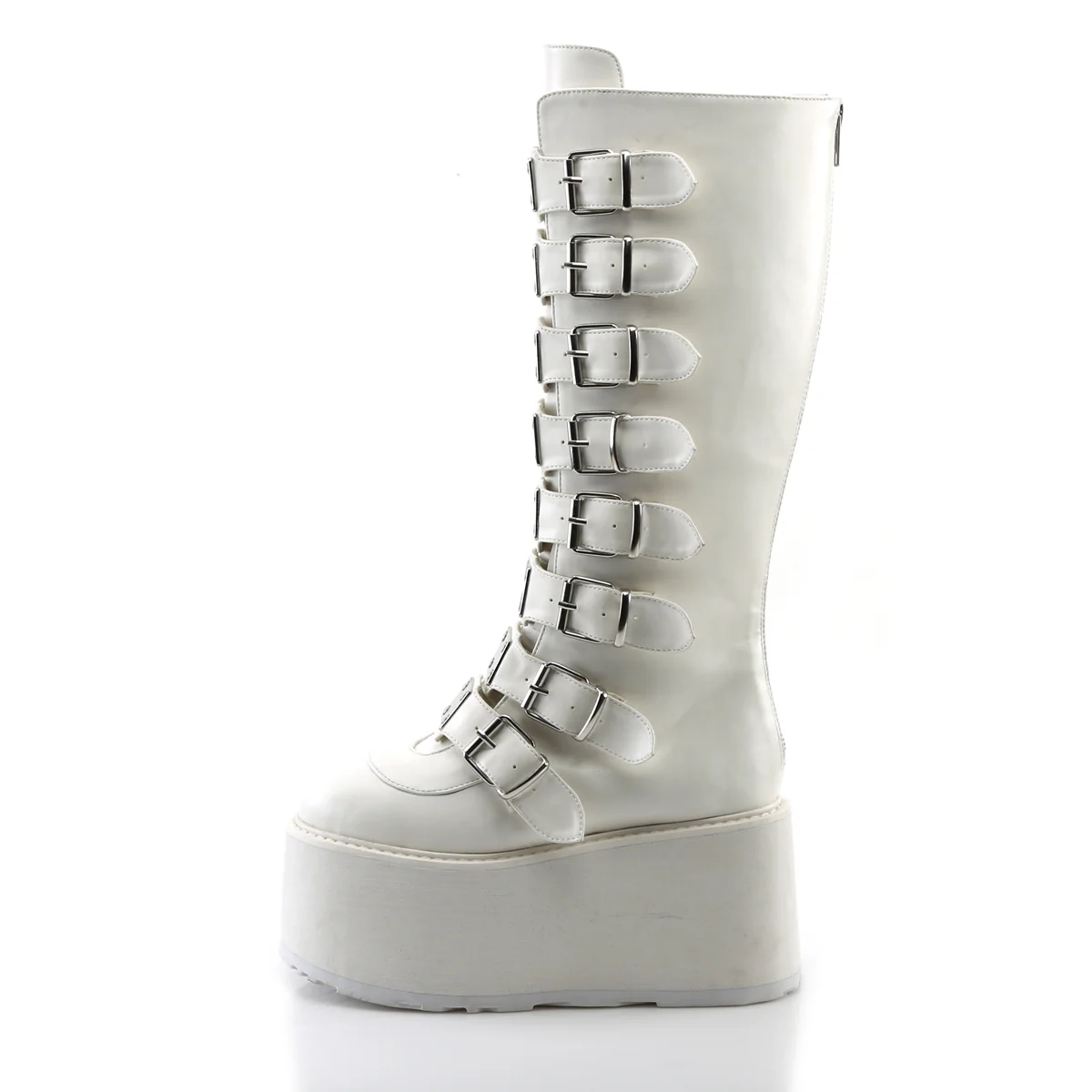 White Alternative Knee High Boots - Demonia Cult DAMNED-318 - Image 3
