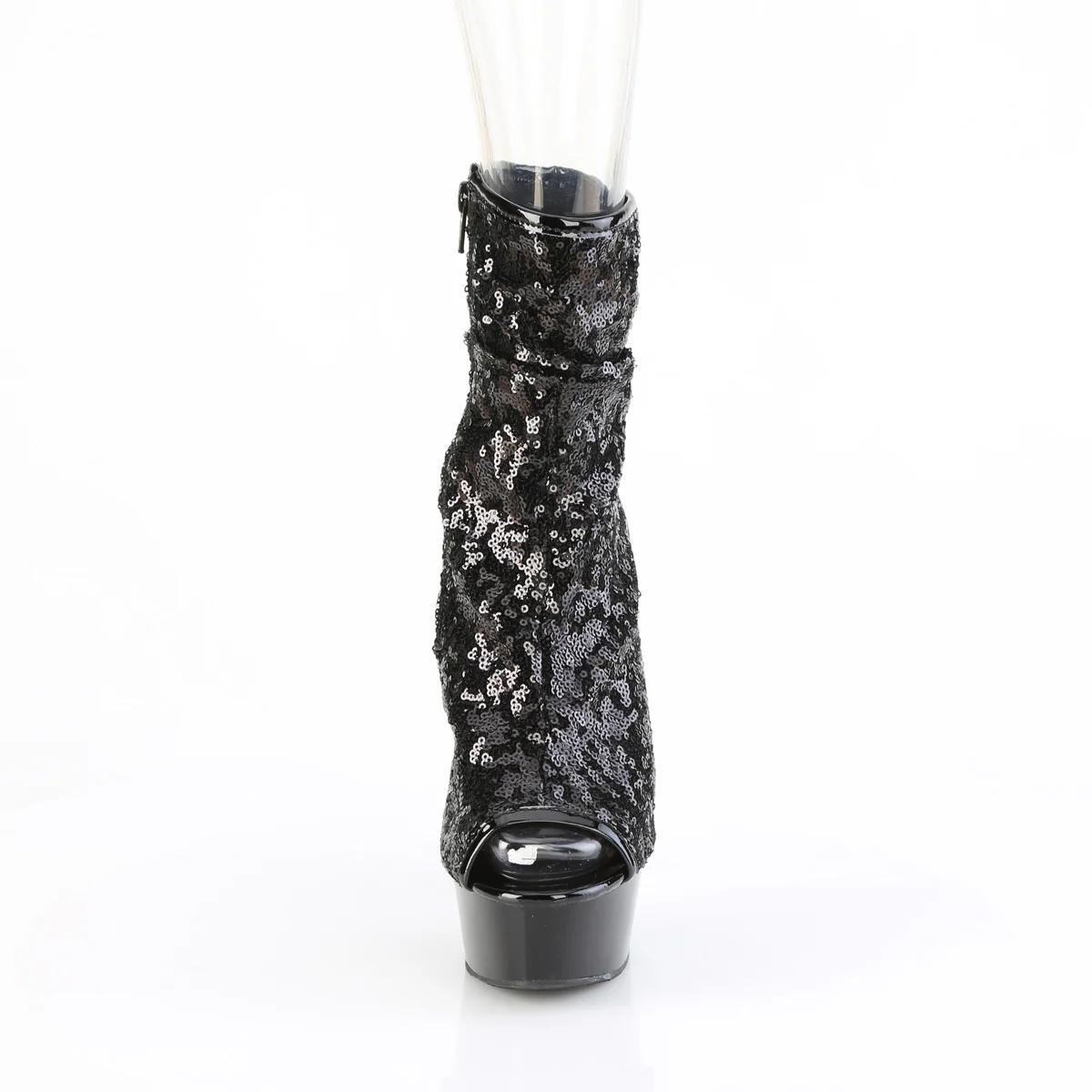 Black Sequins 6 Inch Glamour Models Ankle Boots - Pleaser DELIGHT-1008SQ - Image 2