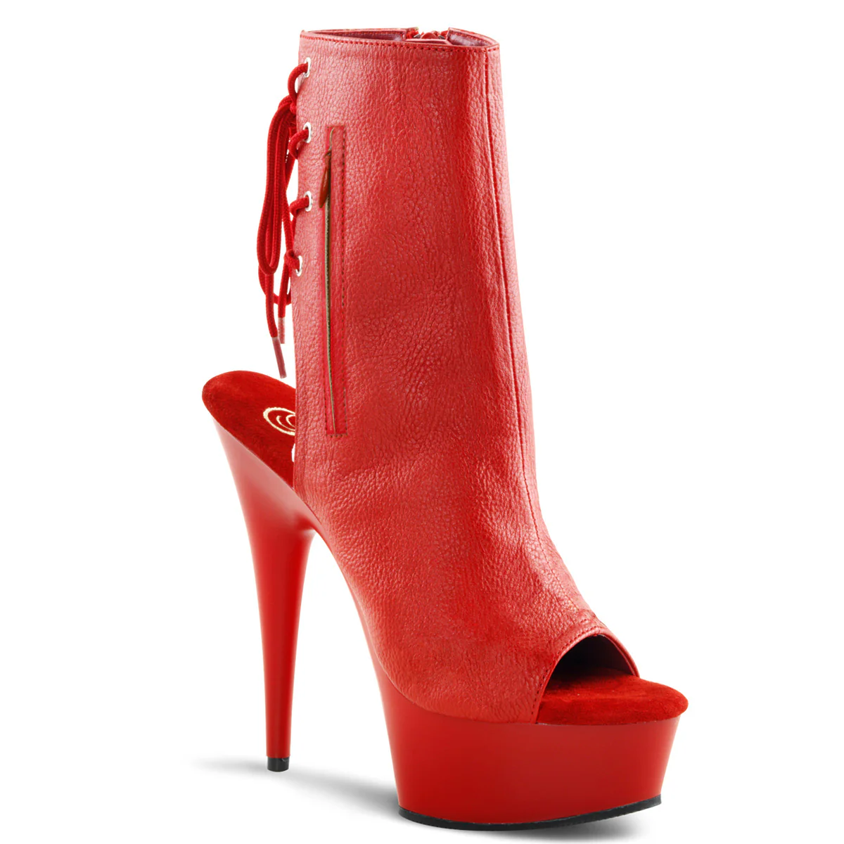 Red 6 Inch Pole Dancer Ankle Boots -  Pleaser DELIGHT-1018 - Image 6