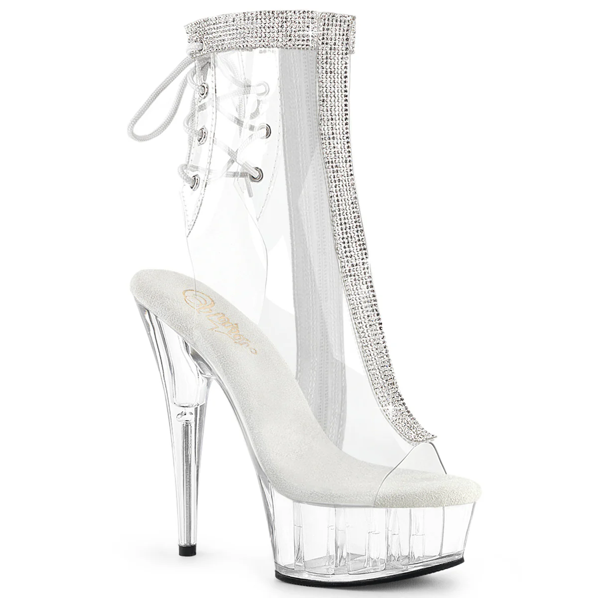 Clear 6 Inch Pole Dance Ankle Boots -  Pleaser DELIGHT-1018C-2RS