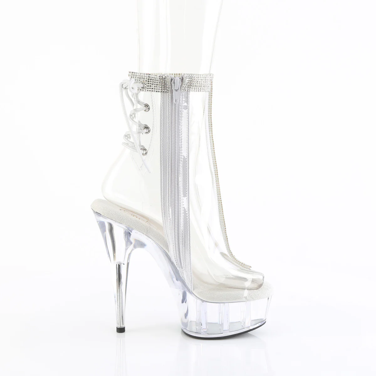 Clear 6 Inch Pole Dance Ankle Boots -  Pleaser DELIGHT-1018C-2RS - Image 5