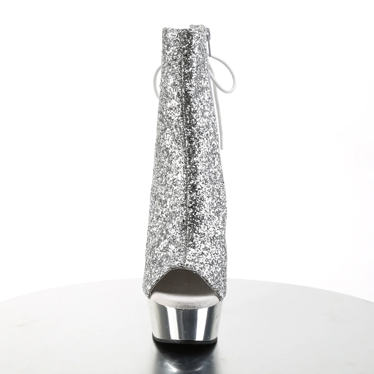 Silver Glitter 6 Inch Glamour Models Ankle Boots -  Pleaser DELIGHT-1018G - Image 2