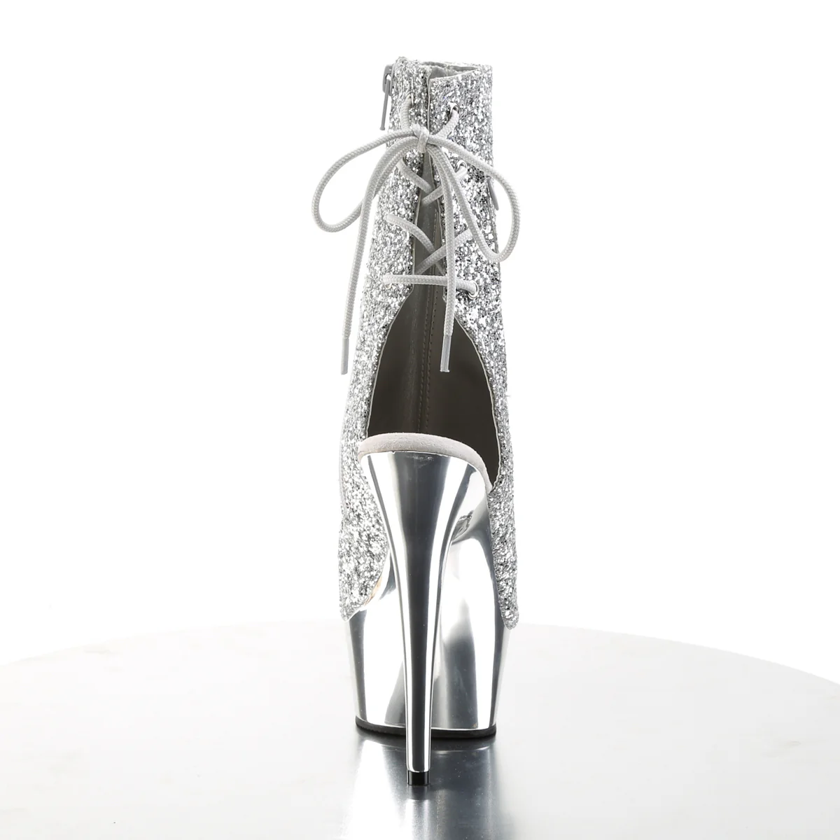 Silver Glitter 6 Inch Glamour Models Ankle Boots -  Pleaser DELIGHT-1018G - Image 4