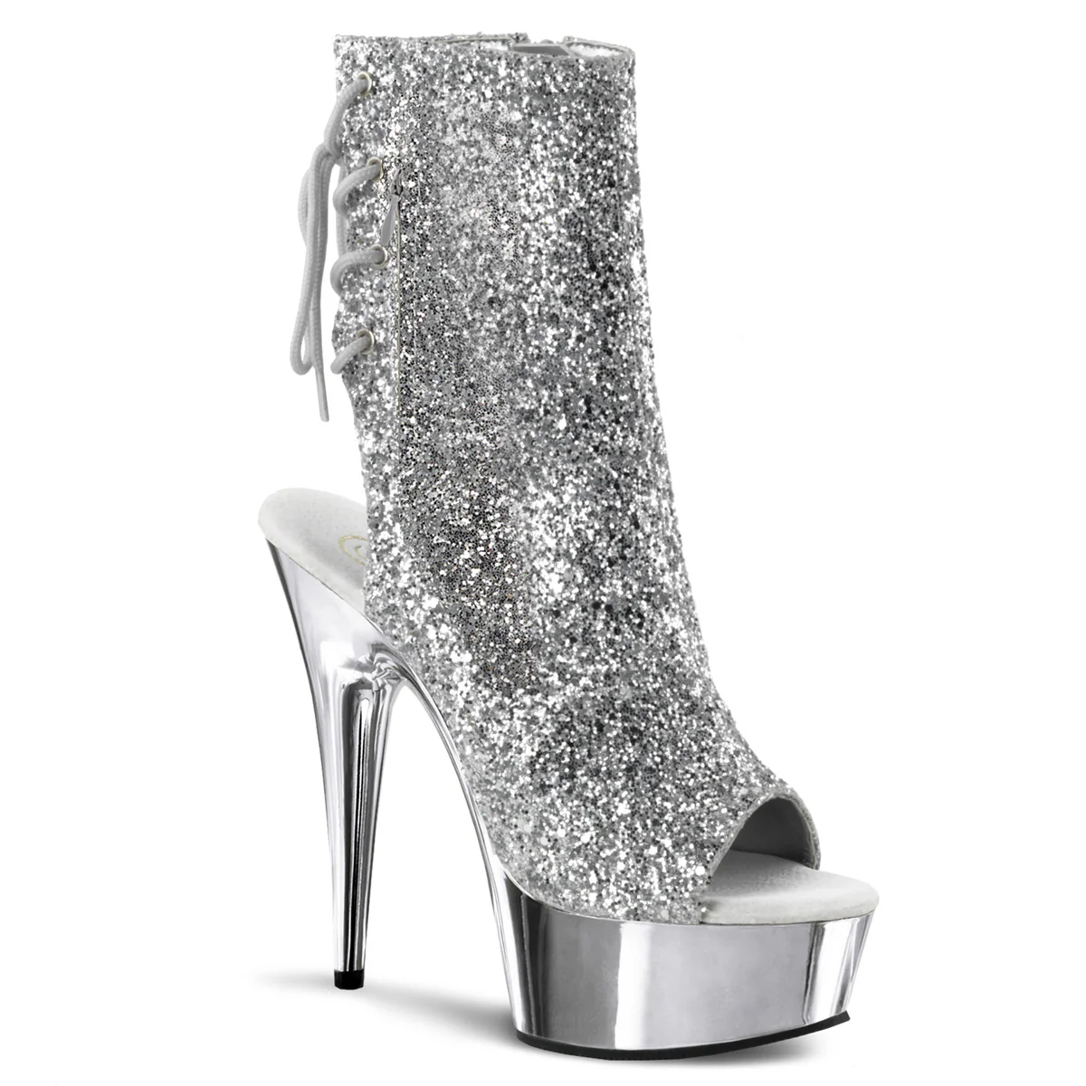 Silver Glitter 6 Inch Glamour Models Ankle Boots -  Pleaser DELIGHT-1018G - Image 6