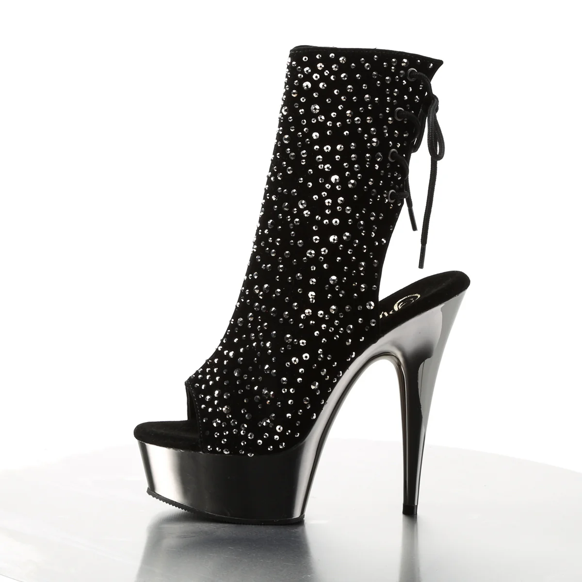 Black 6 Inch Pole Dance Ankle Boots - Pleaser DELIGHT-1018RS - Image 3