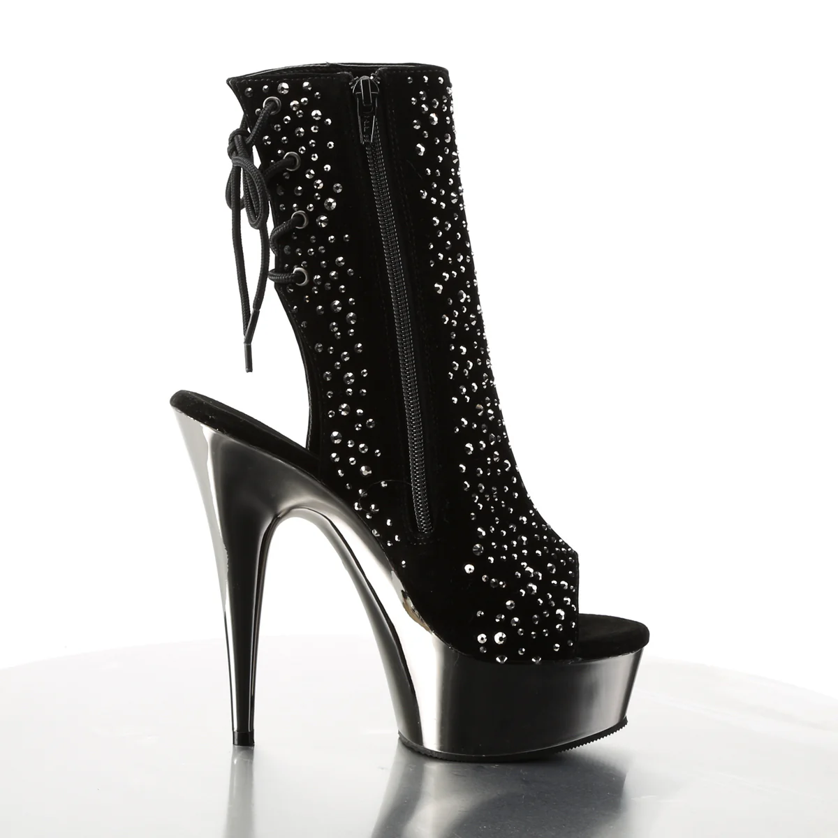 Black 6 Inch Pole Dance Ankle Boots - Pleaser DELIGHT-1018RS - Image 5