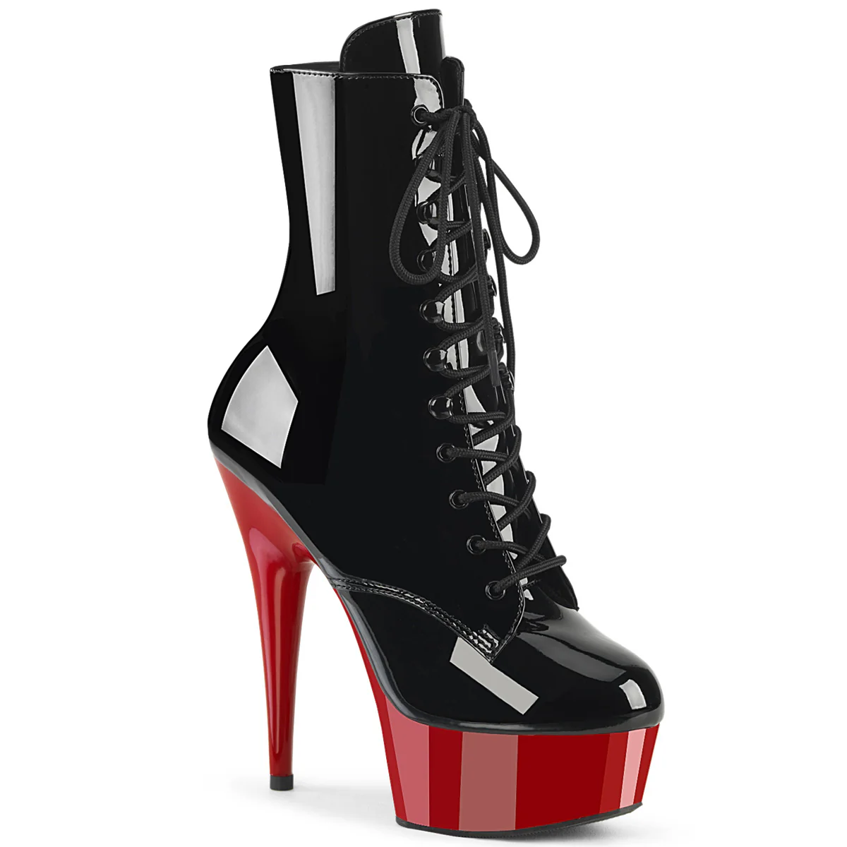 Black Red 6 Inch High Impact Ankle Boots -  Pleaser DELIGHT-1020
