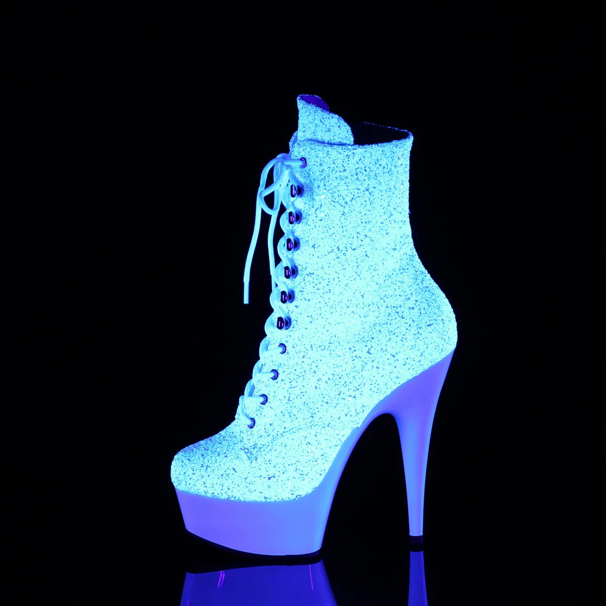 Neon White 6 Inch High Impact Ankle Boots -  Pleaser DELIGHT-1020LG - Image 3