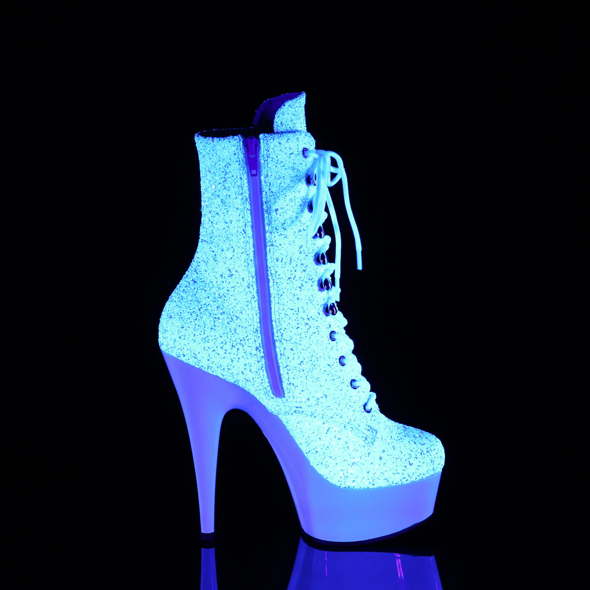 Neon White 6 Inch High Impact Ankle Boots -  Pleaser DELIGHT-1020LG - Image 5