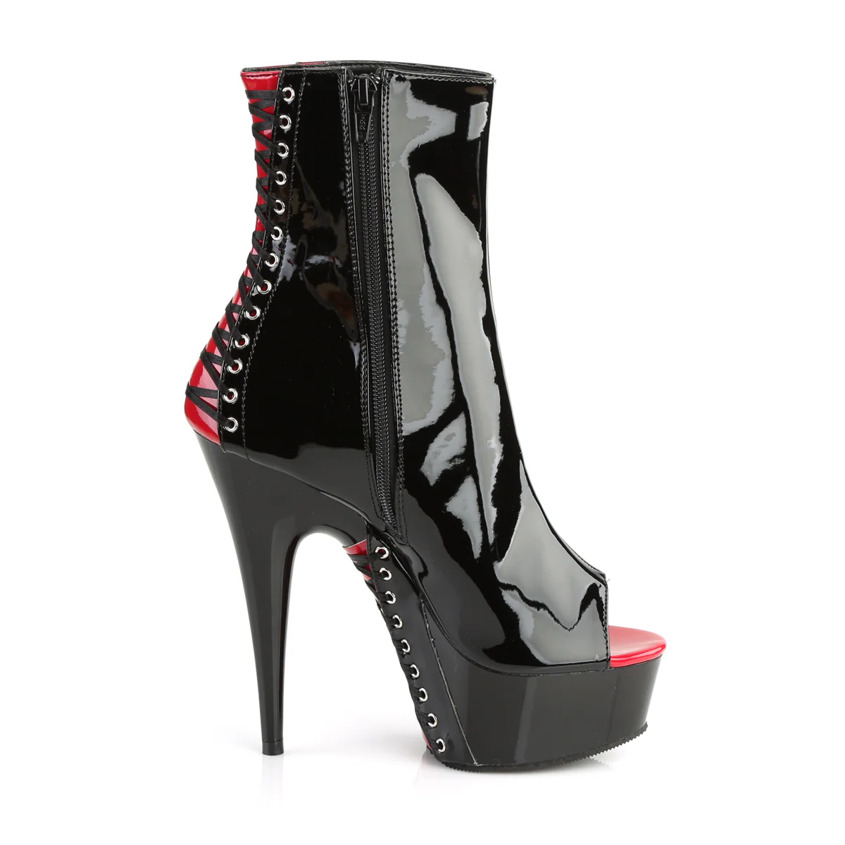 Black Red 6 Inch Glamour Models Ankle Boots - Pleaser DELIGHT-1025 - Image 5