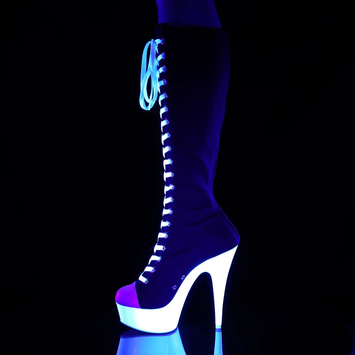 Black 6 Inch Pole Dance Knee High Boots -  Pleaser DELIGHT-2000SK-02 - Image 3