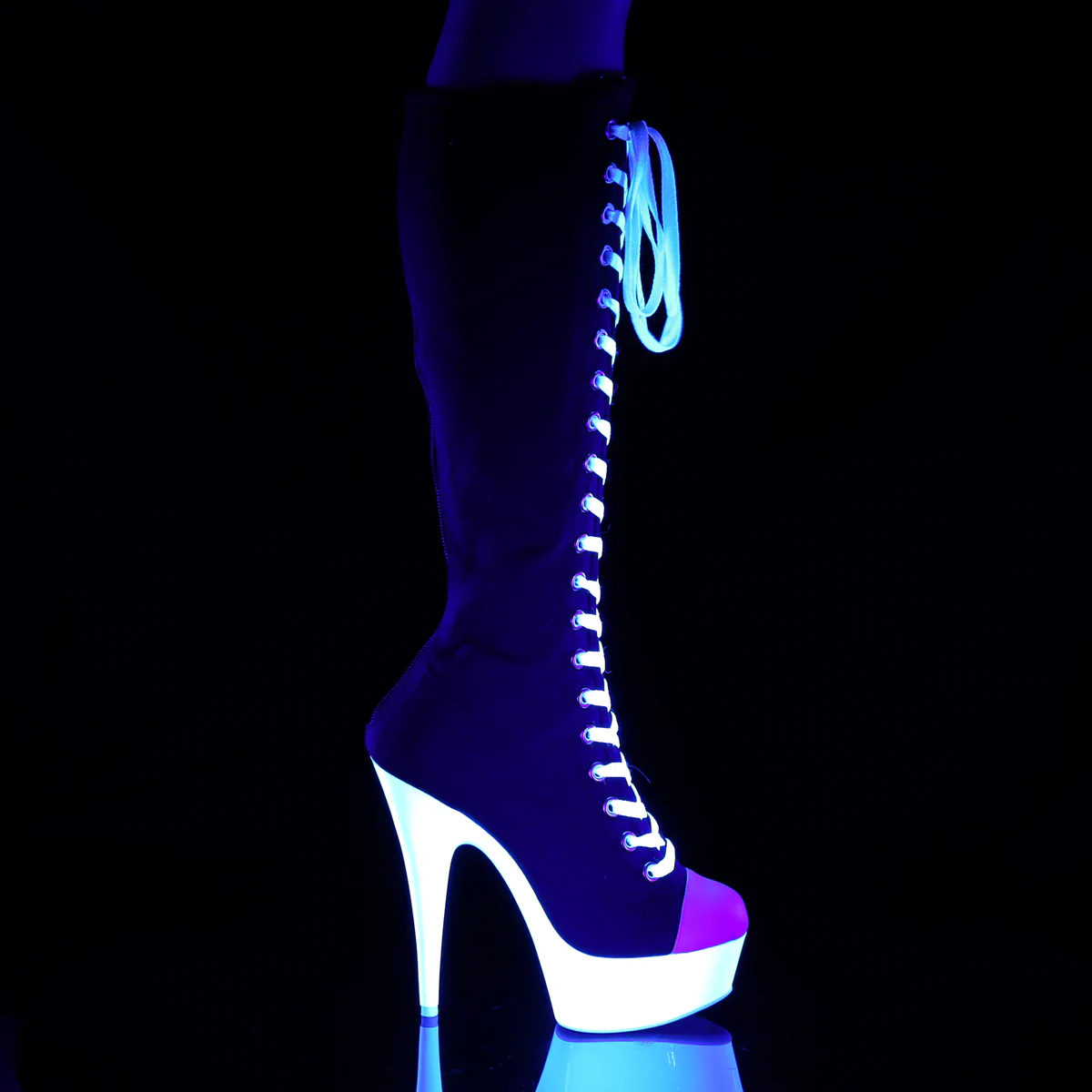 Black 6 Inch Pole Dance Knee High Boots -  Pleaser DELIGHT-2000SK-02 - Image 5