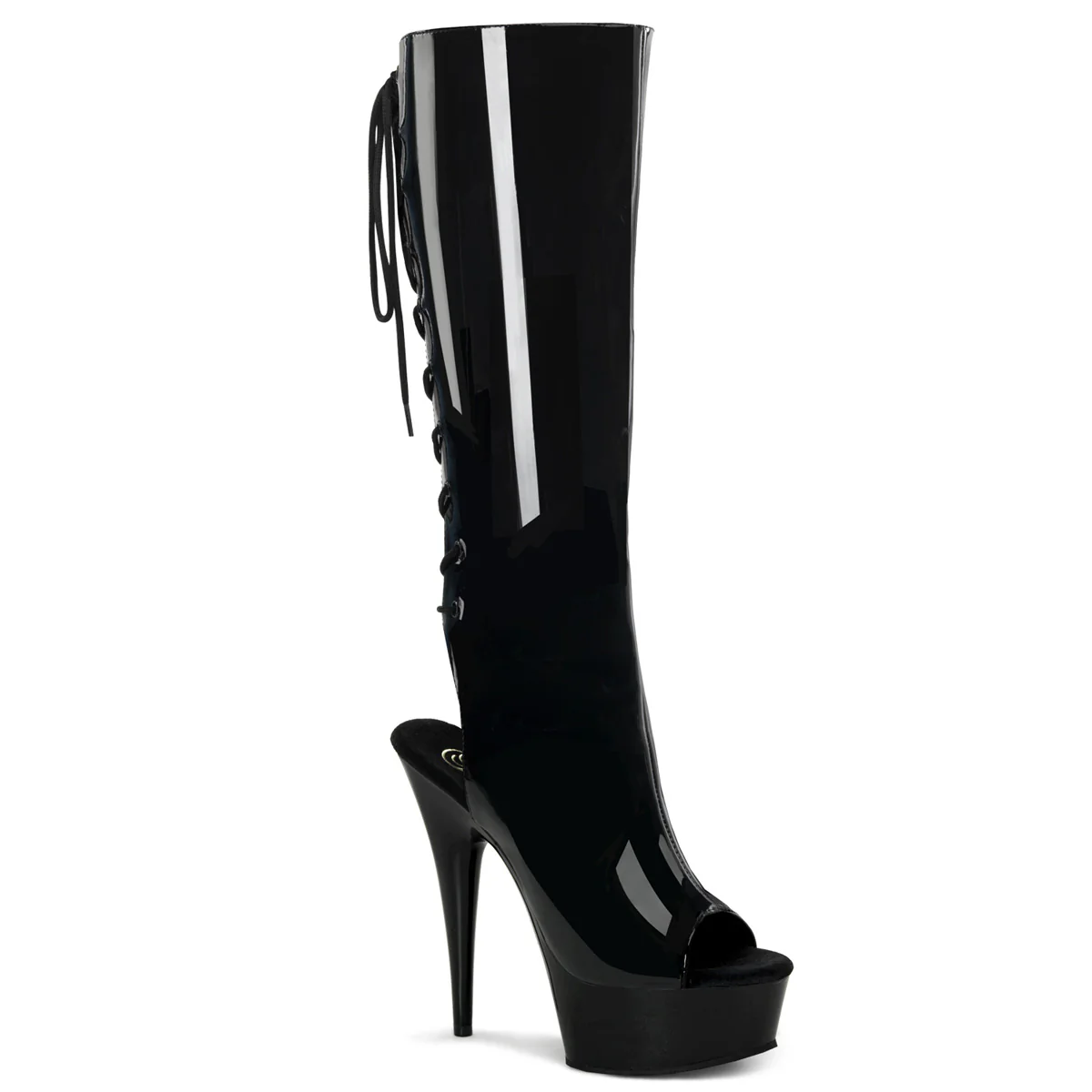 Black 6 Inch Strippers Knee High Boots - Pleaser DELIGHT-2018