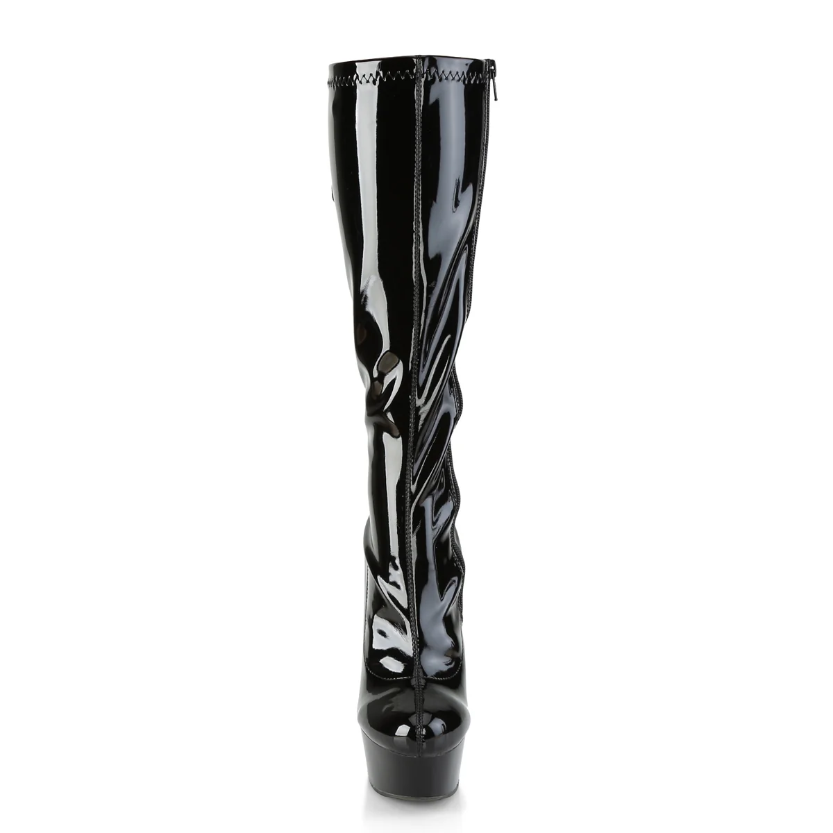 Black Patent 6 Inch High Fashiom Knee High Boots -  Pleaser DELIGHT-2029 - Image 2