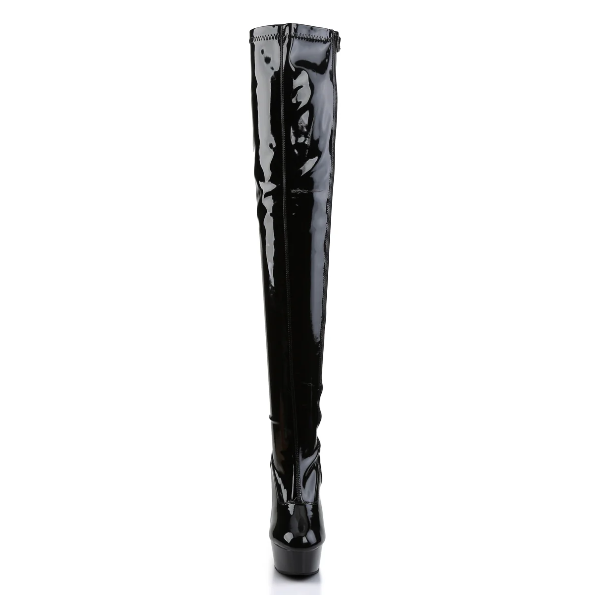 Black Patent 6 Inch Exotic Dance Thigh Boots -  Pleaser DELIGHT-3000 - Image 2