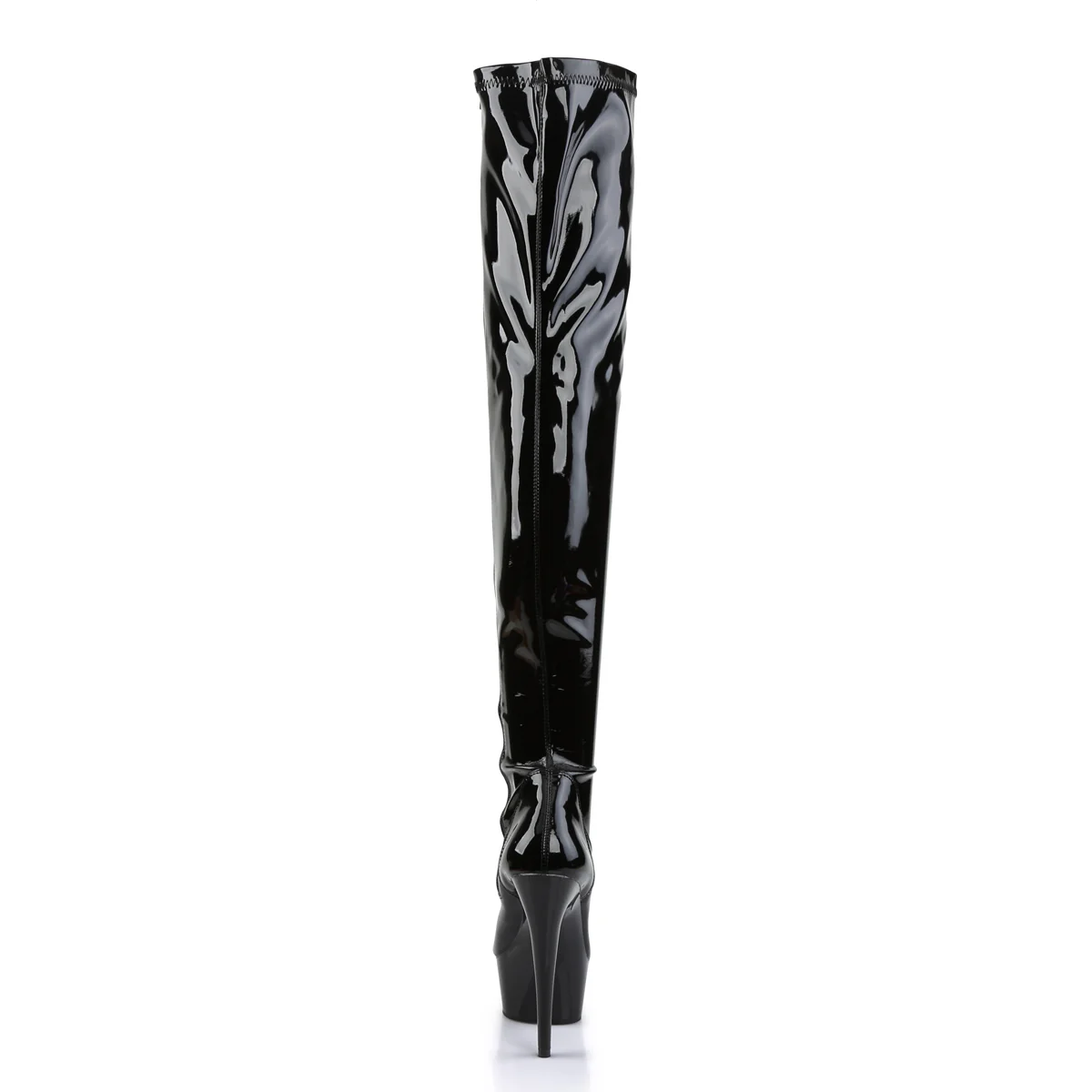 Black Patent 6 Inch Exotic Dance Thigh Boots -  Pleaser DELIGHT-3000 - Image 4