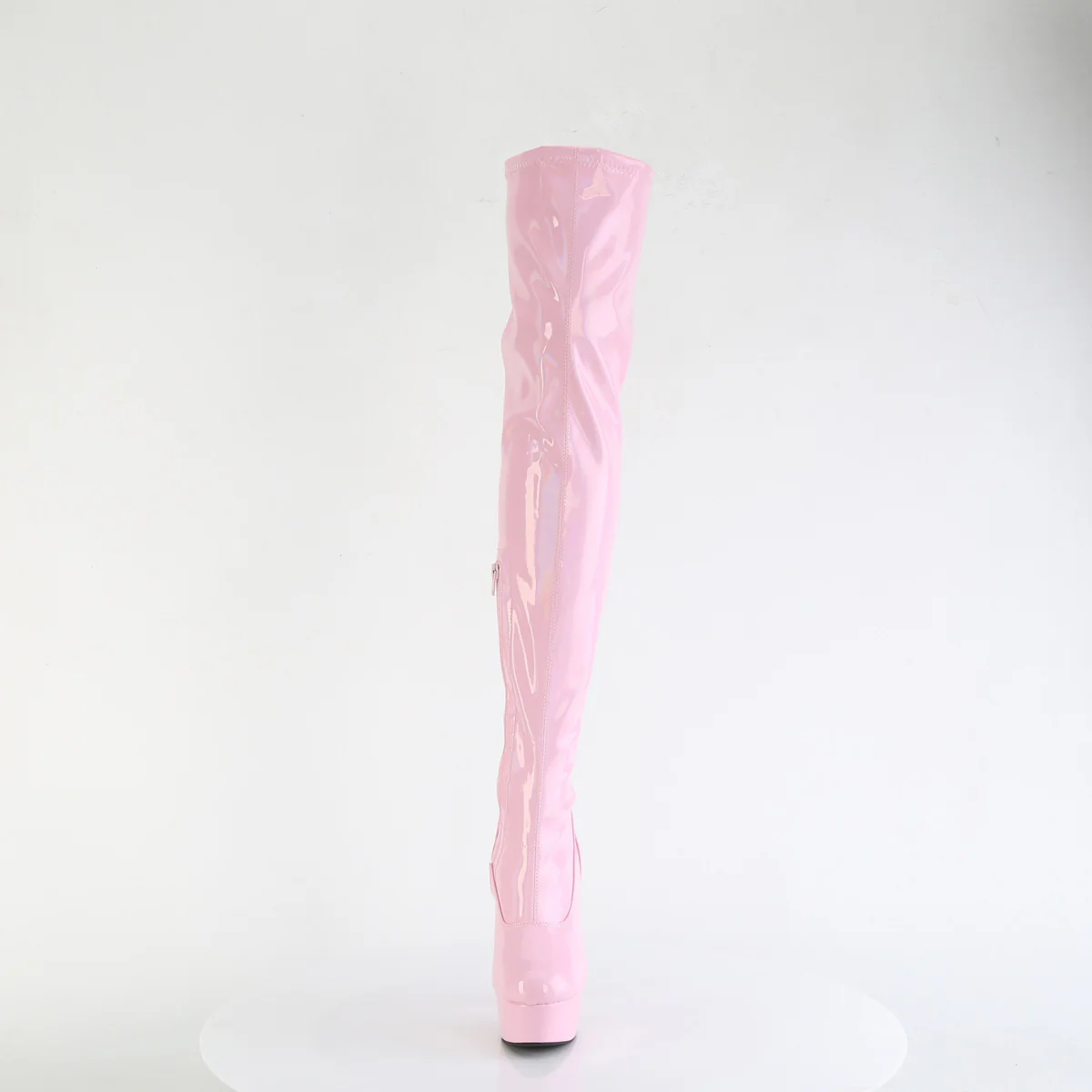 Baby Pink Holo 6 Inch Glamour Models Thigh Boots - Pleaser DELIGHT-3000HWR - Image 2