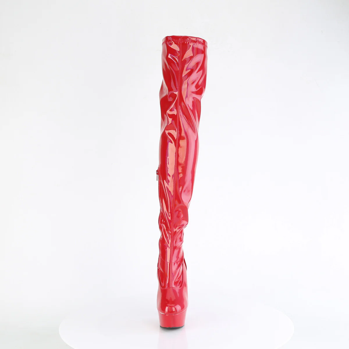 Red Holo 6 Inch Stratement Thigh Boots - Pleaser DELIGHT-3000HWR - Image 2