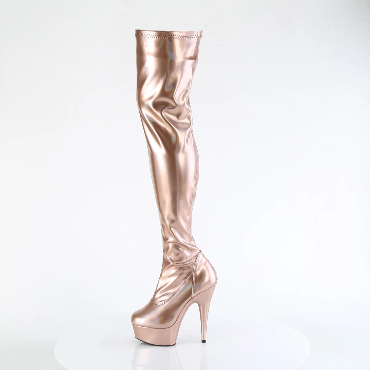 Rose Gold 6 Inch High Impact Thigh Boots -  Pleaser DELIGHT-3000HWR - Image 3
