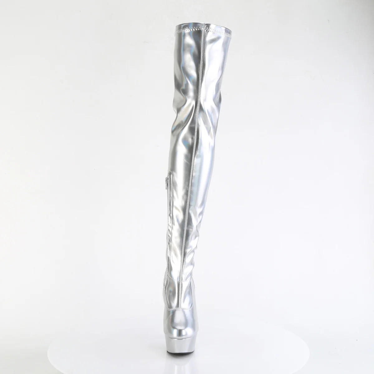 Silver Holo 6 Inch High Fashiom Thigh Boots - Pleaser DELIGHT-3000HWR - Image 2
