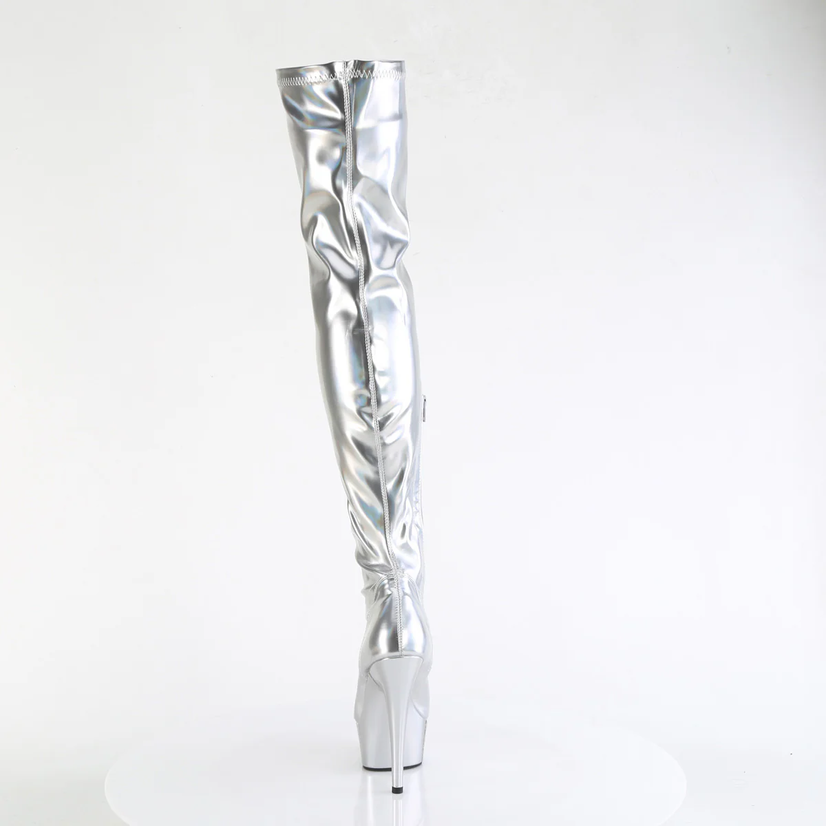 Silver Holo 6 Inch High Fashiom Thigh Boots - Pleaser DELIGHT-3000HWR - Image 4