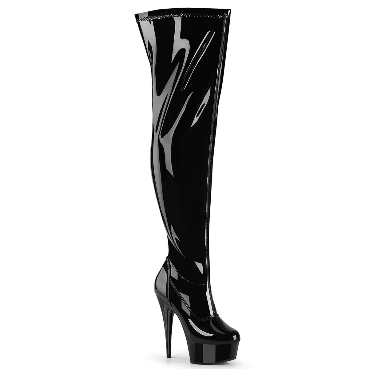 Black Patent 6 Inch Exotic Dance Thigh Boots - Pleaser DELIGHT-3000WCF