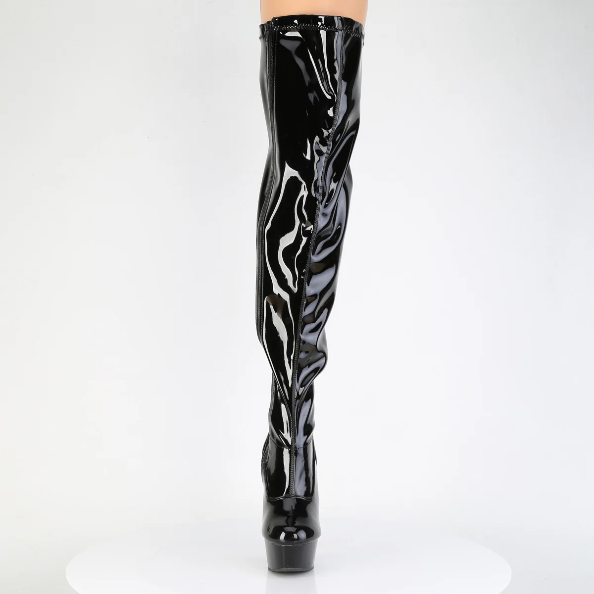 Black Patent 6 Inch Exotic Dance Thigh Boots - Pleaser DELIGHT-3000WCF - Image 2