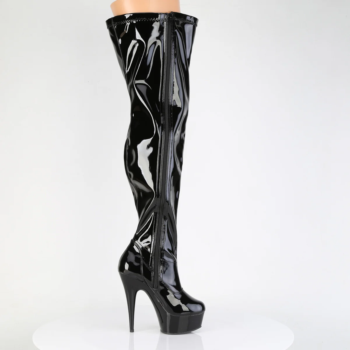 Black Patent 6 Inch Exotic Dance Thigh Boots - Pleaser DELIGHT-3000WCF - Image 5
