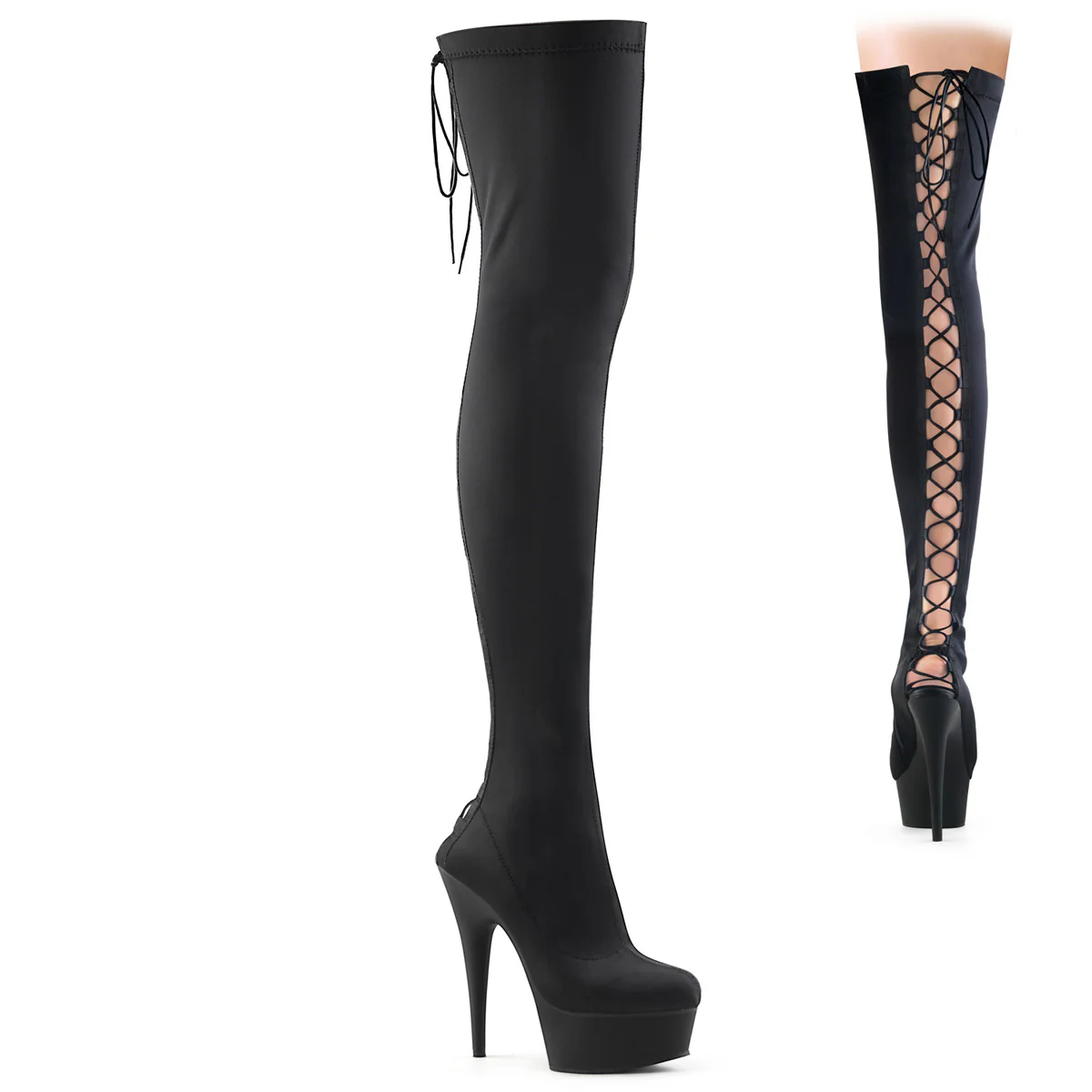 Black 6 Inch Glamour Models Thigh High -  Pleaser DELIGHT-3003 - Image 6