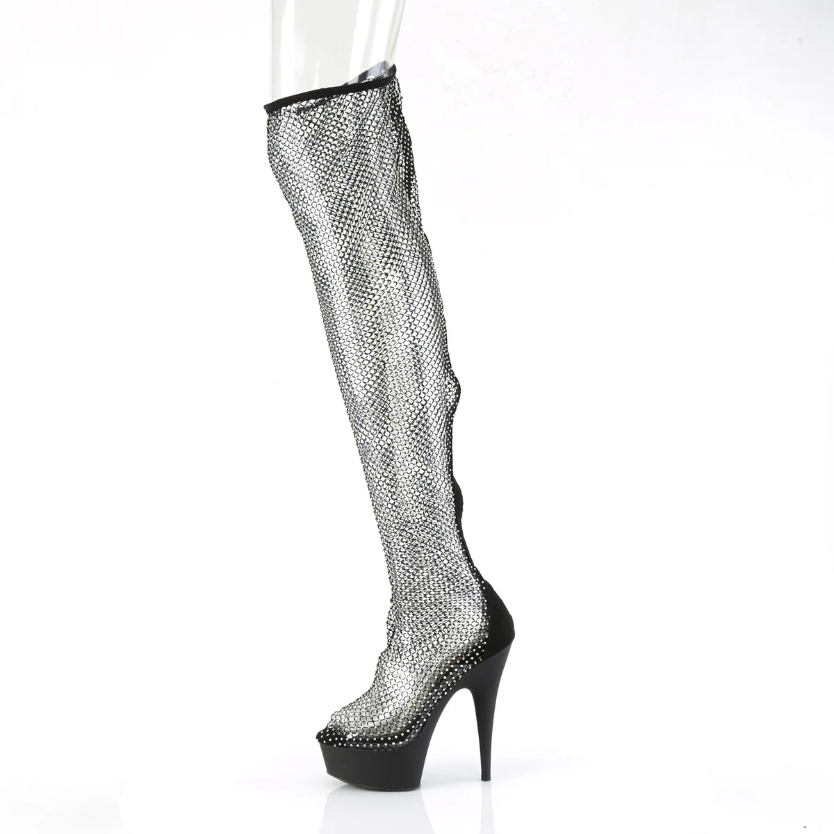 Black 6 Inch Exotic Dance Thigh High - Pleaser DELIGHT-3009 - Image 3