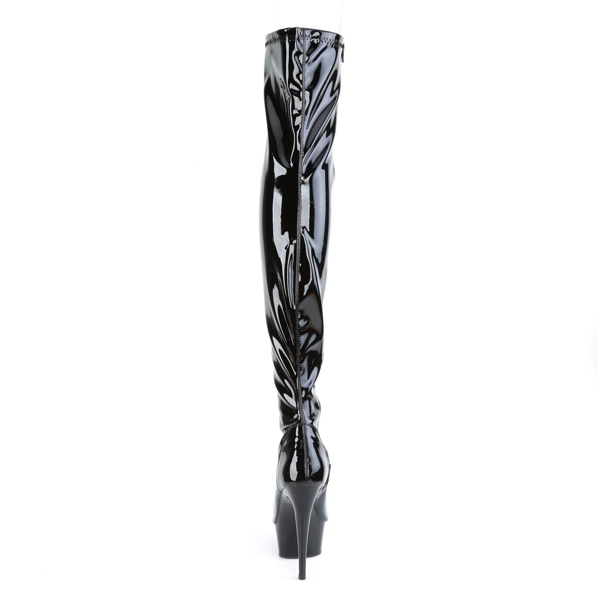 Black Patent 6 Inch Glamour Models Thigh High Boots -  Pleaser DELIGHT-3011 - Image 4