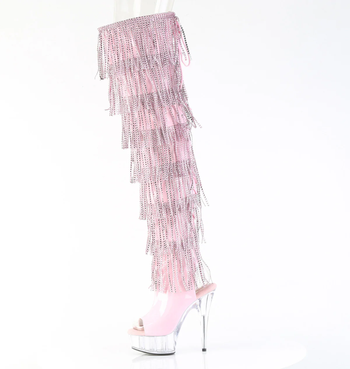 Baby Pink Holo 6 Inch Exotic Dance Thigh High Boots - Pleaser DELIGHT-3017HG-RSF - Image 3