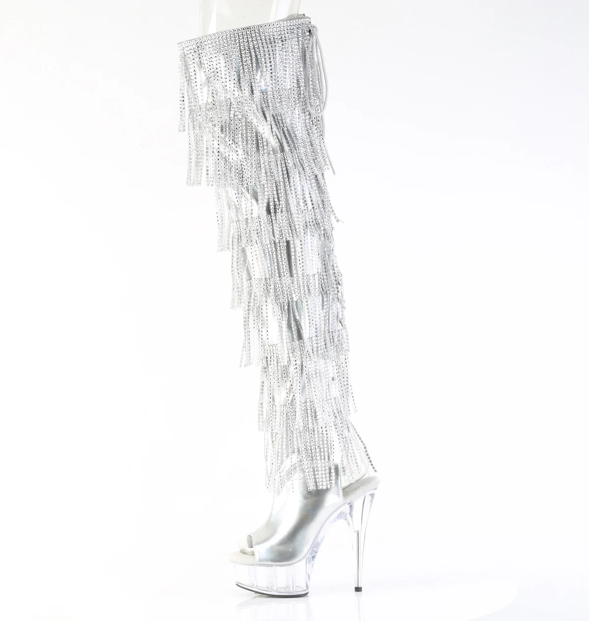 Silver Holo 6 Inch Pole Dance Thigh High Boots - Pleaser DELIGHT-3017HG-RSF - Image 3