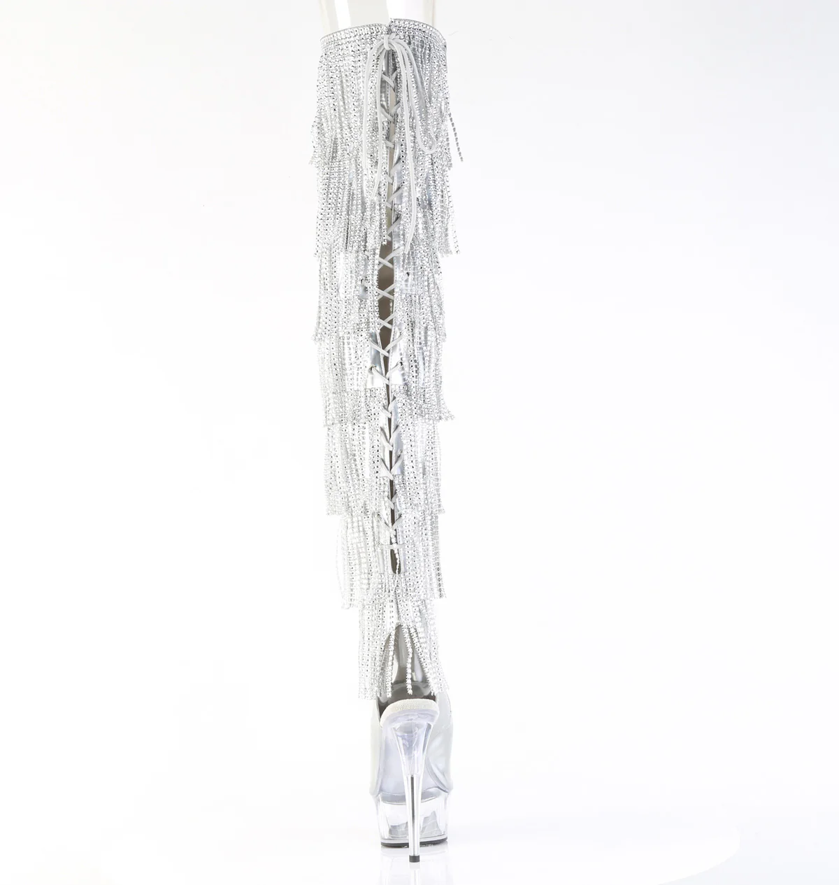 Silver Holo 6 Inch Pole Dance Thigh High Boots - Pleaser DELIGHT-3017HG-RSF - Image 4